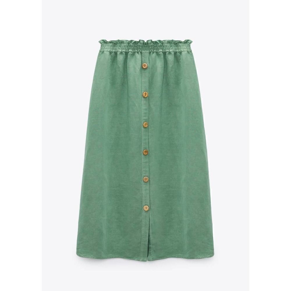 Rare Zara linen blend cape skirt green new - Picture 4 of 4
